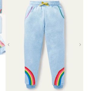 Mini Boden Cosy Appliqué Joggers Light Blue Marl Rainbow 12 Y